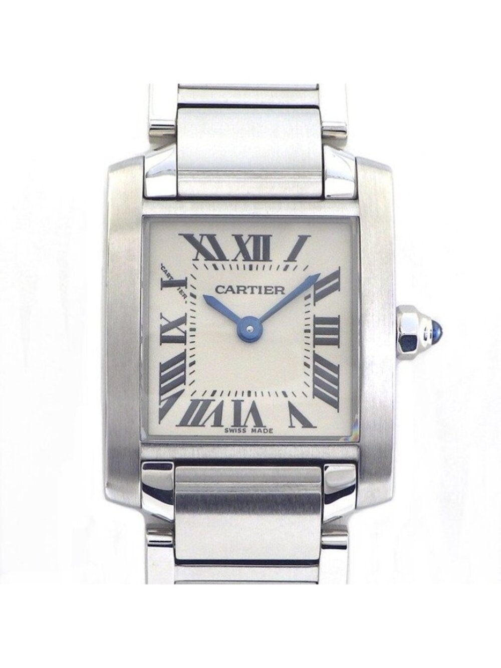 Cartier Watch Tank Francaise SM Ivory Dial Roman Index SS Quartz Analog